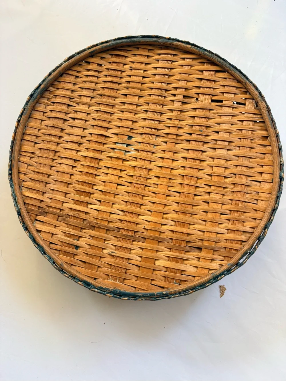 Handwoven Decorative Woven Basket Lid in Red, Green and Blue